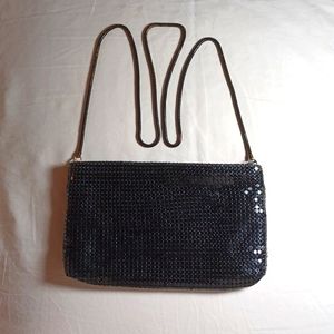 Vintage 80's Black Metal Mesh Shoulder Bag
